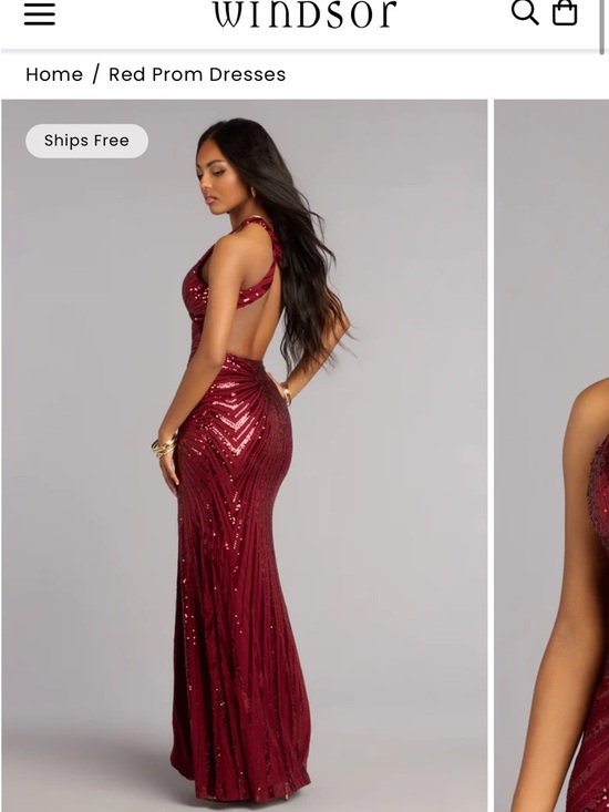 Windsor Dresses & Skirts - Windsor Wine Red Sequin Open-Back Gown